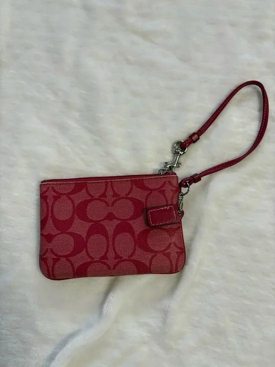 Coach Heritage Pink White Stripe Signature Wristlet with Hang Tag EUC - Picture 4 of 8